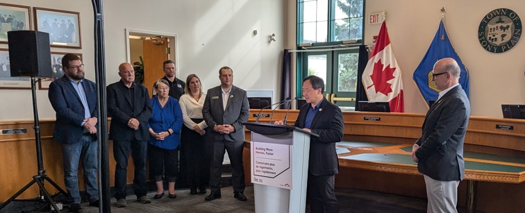 Members of Town Council and the Honourable Randy Boissonnault during the announcement